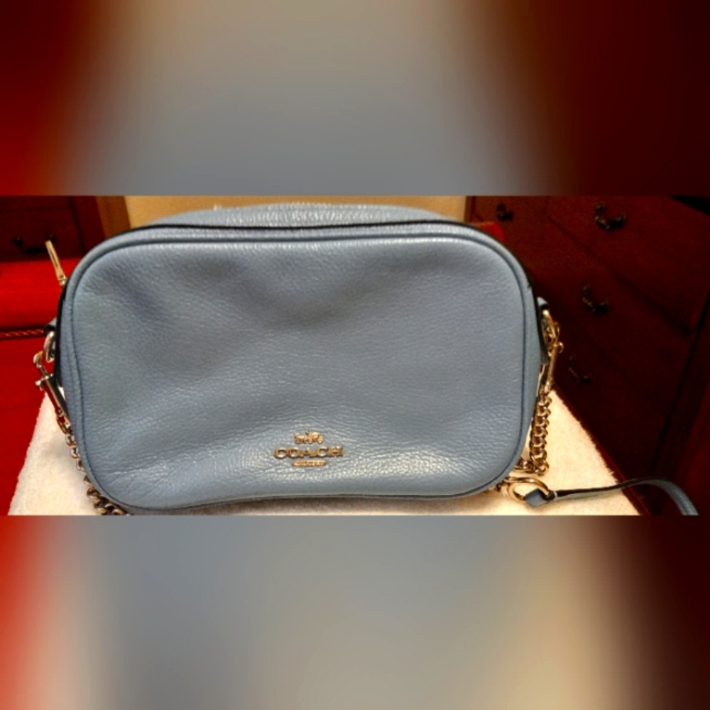 Coach Crossbody, medium size and blue.
